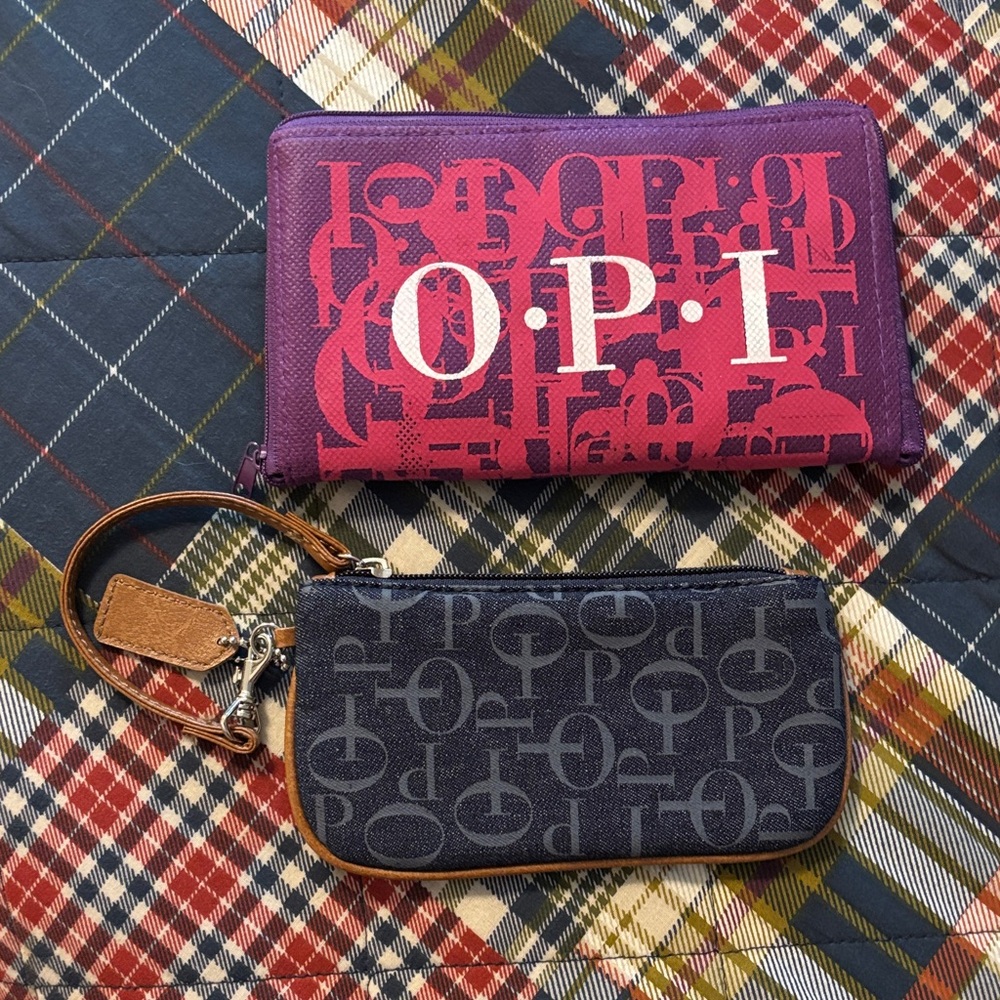 OPI Purple and pink bag and denim Clutch Duo